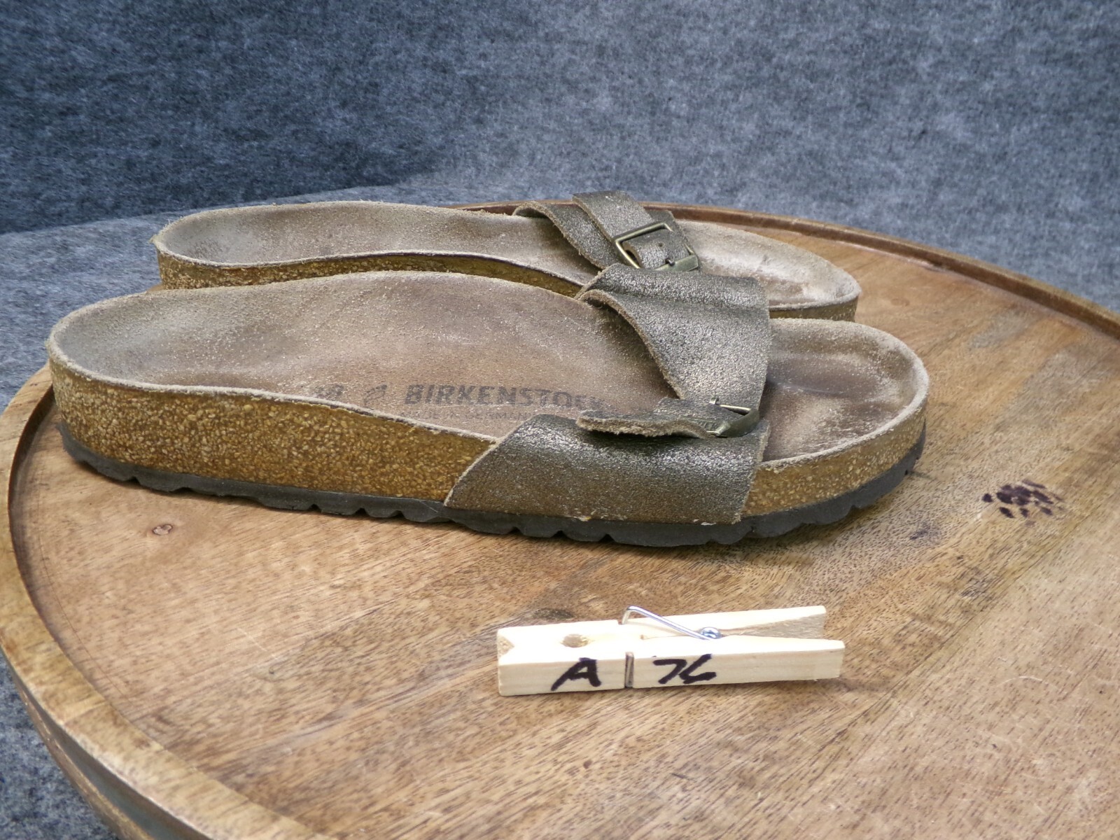 Birkenstocks Madrid Big Buckle Washed Metallic Gold Sandals Size 38 US 7 Reg.