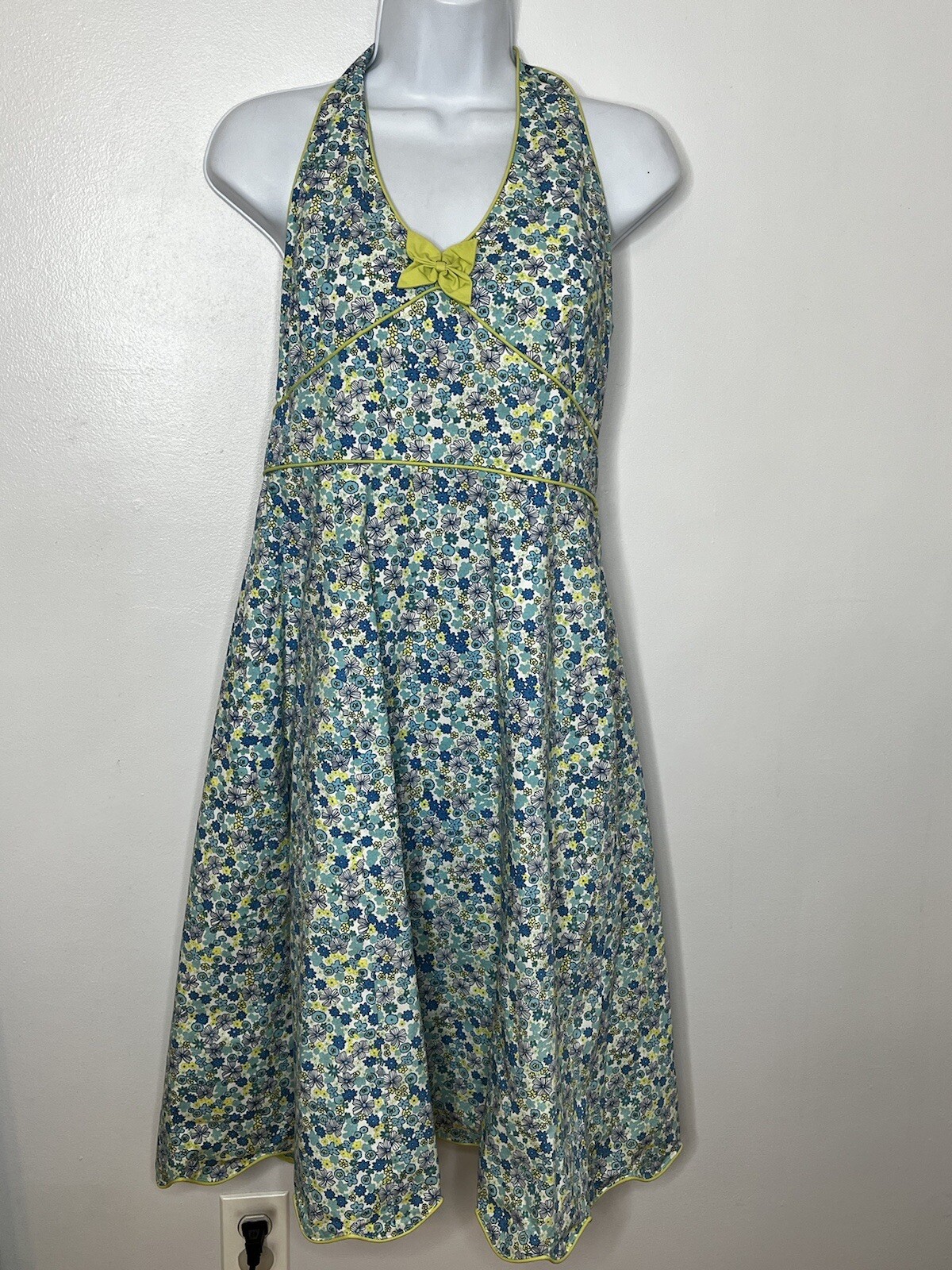 Yves Cossette Depeche Mode Dress sz 10 Blue Floral Prairie Cottagecore VINTAGE