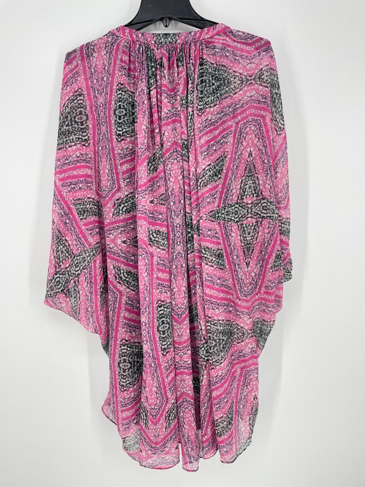 DVF Diane Von Furstenburg size 6 Fleurette Pink Black Sheer Mini Dress 100% silk