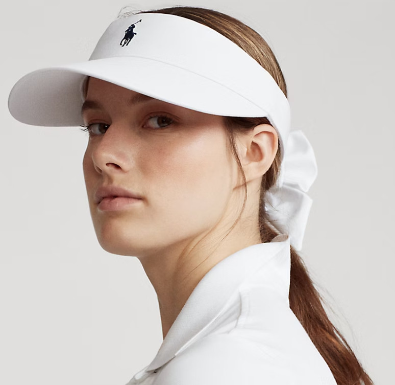 Polo Ralph Lauren Golf Visor, back strap with bow. White. NEW