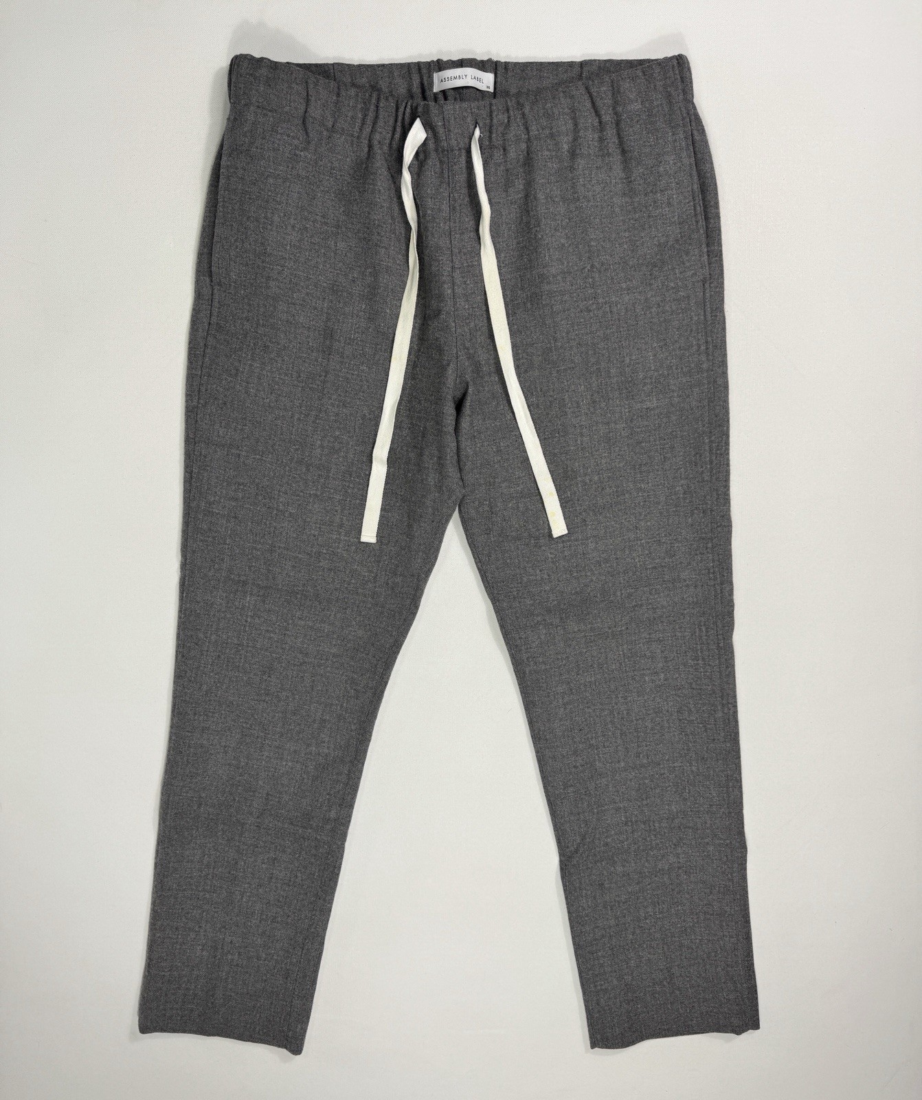 Assembly Label Ankle Pants Womens 36×30 Grey Wool Drawstring Tapered Modern