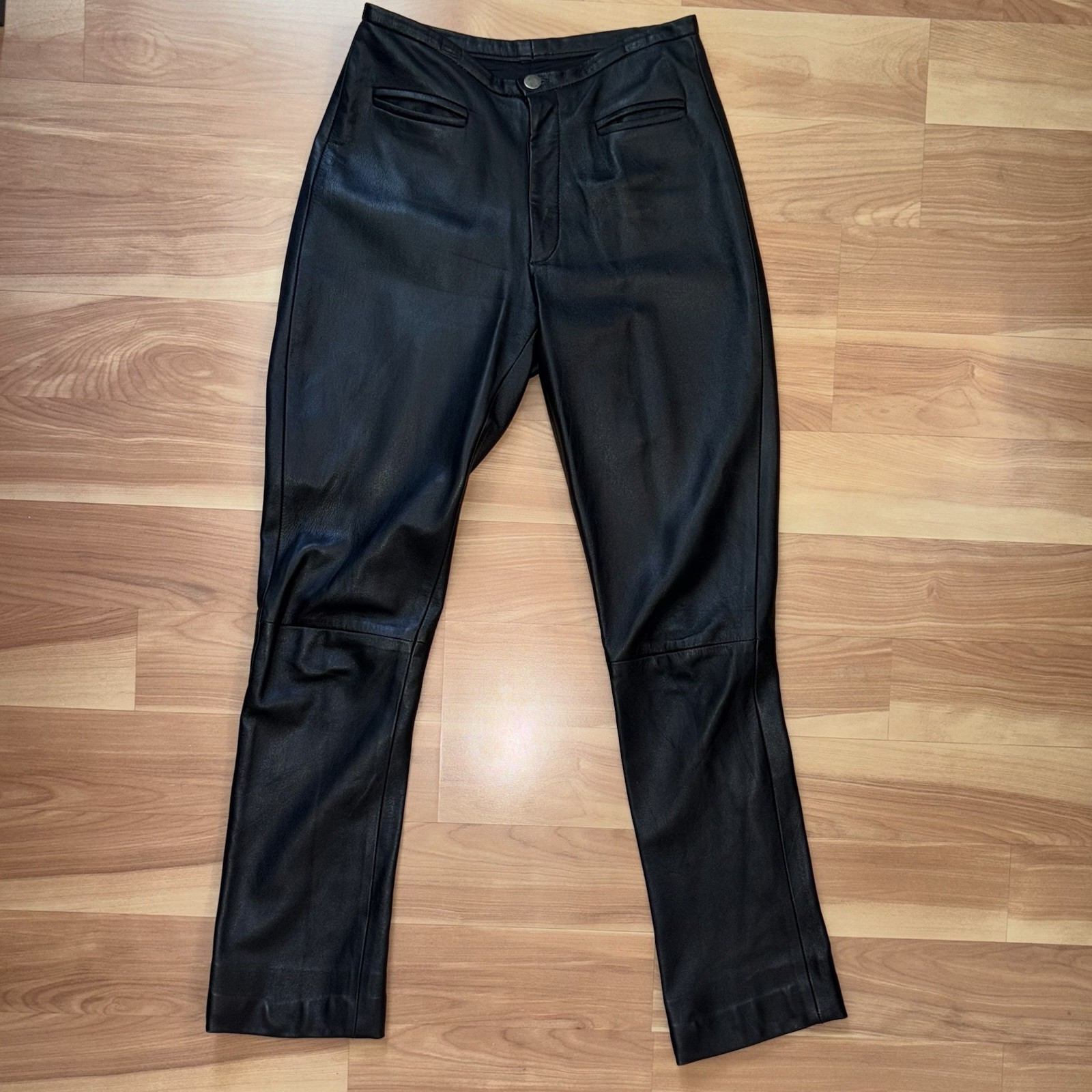 Vintage Arrow USA Black Western Cowboy Carter 100% Leather Pants Size 4 Small