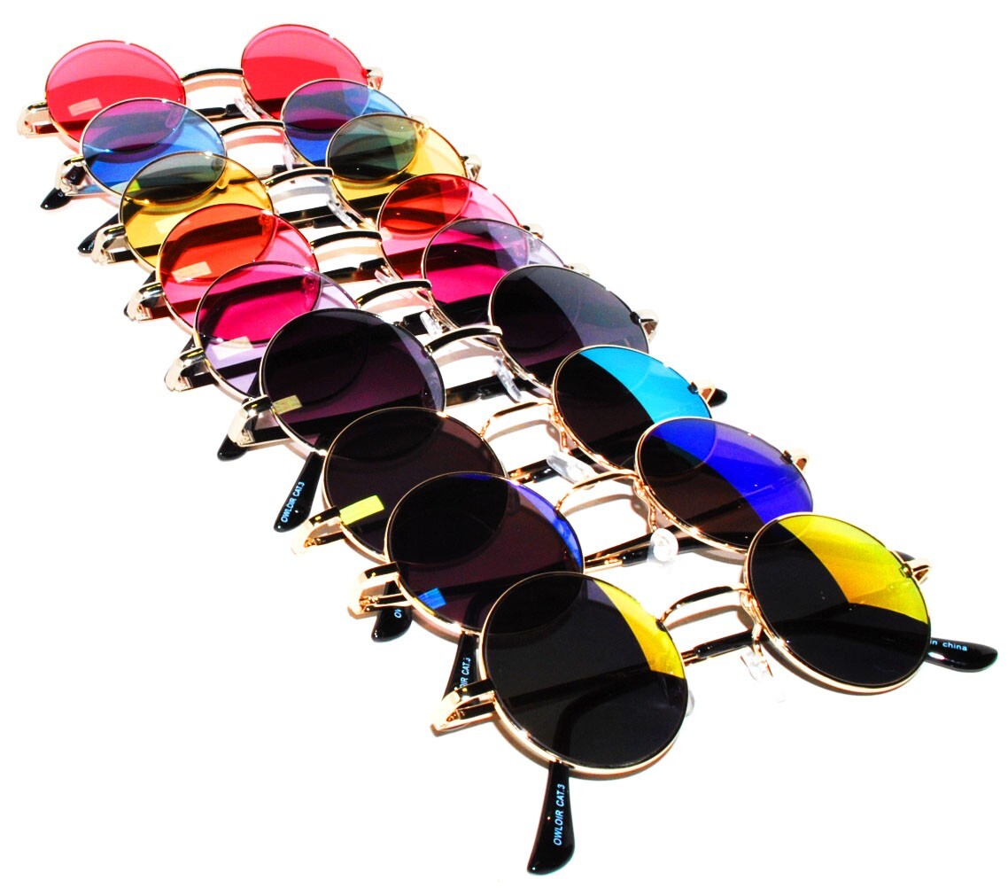 ROUND WOMEN’s SUNGLASSES 9 COLORS HIPPIE HIPSTER RETRO METAL FRAME 43MM