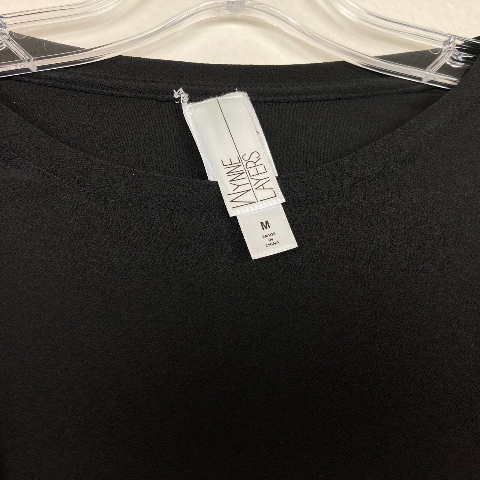 Marla Wynne Layers Luxe Faux Wrap Top Women’s Size M Black Stretch Tie Front