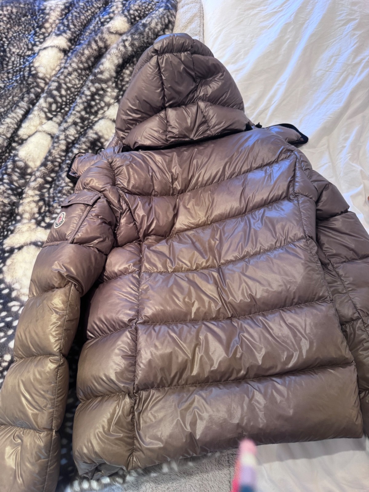 moncler beige/brown womens puffer jacket