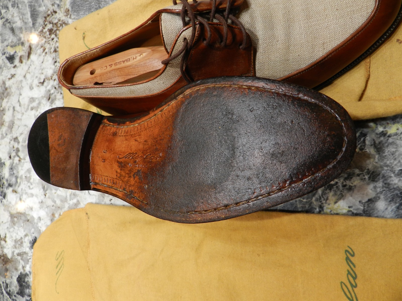 RARE Mezlan Naples brown men’s shoes with linen trim