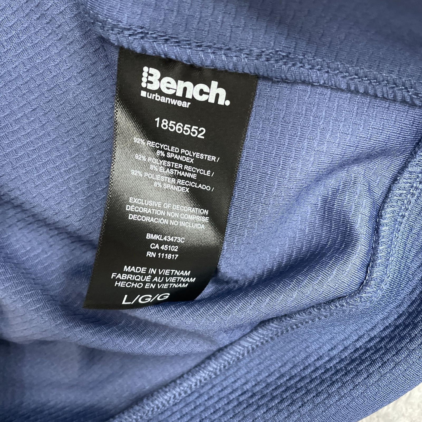 NEW Bench Men’s L Blue Full-Zip Mock neck Quick Dry Sweatshirt