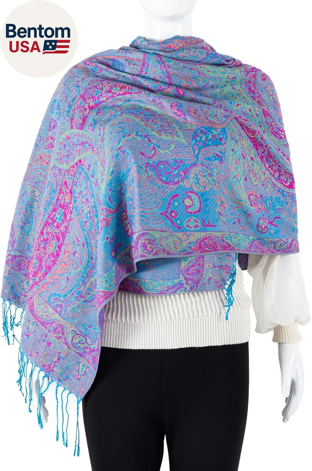 Pashmina Feel Shawls Wraps Rave Scarf for Women Soft Silky Reversible Men Scarve