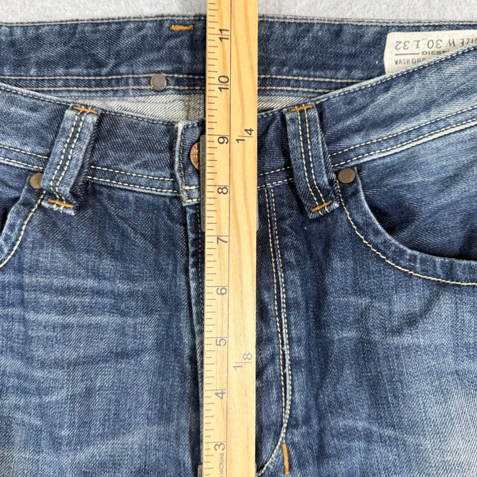 Diesel Industry Mens Straight Leg Blue Denim Jeans 30×32 Button Fly Cotton
