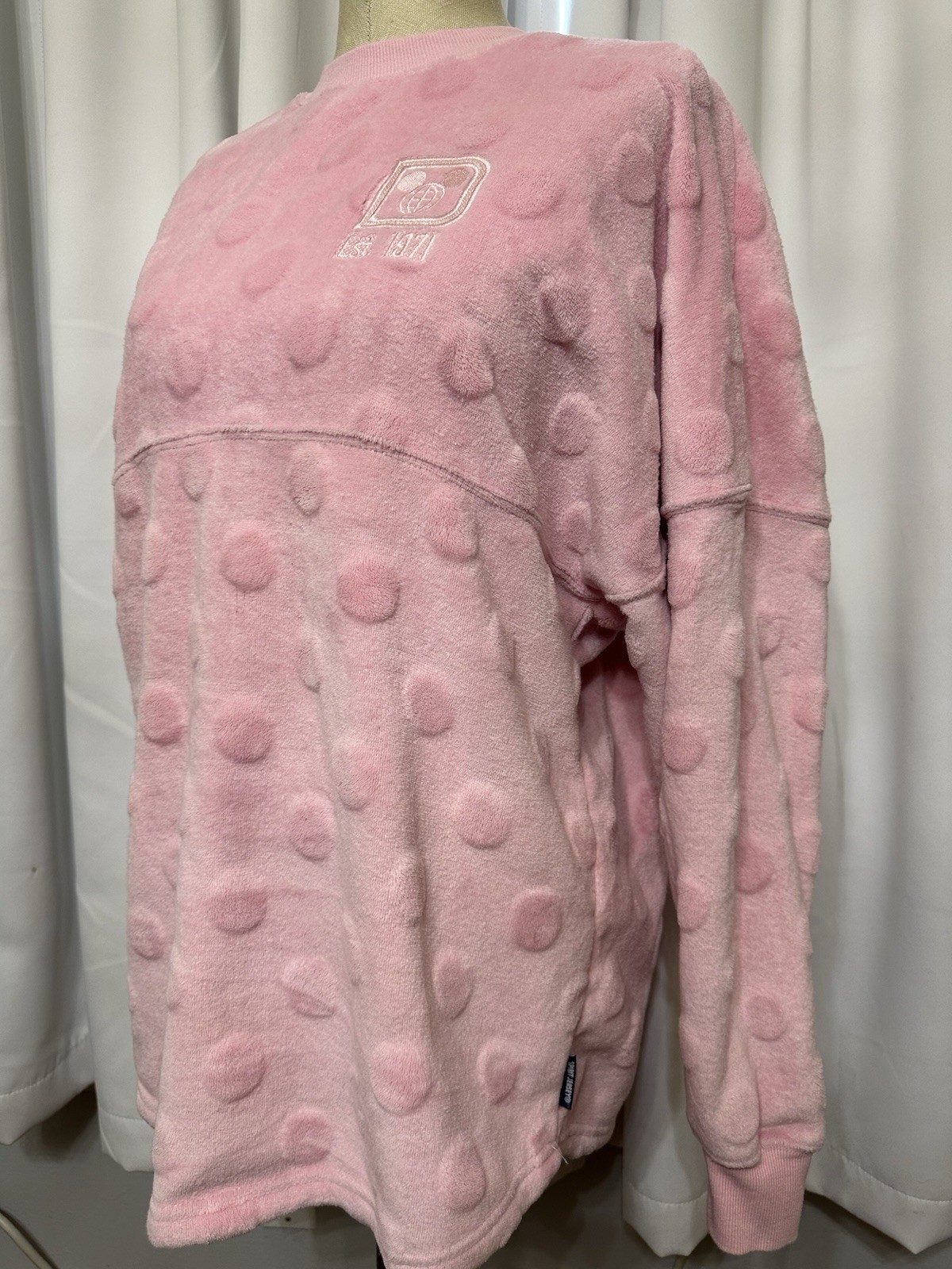 Spirit Jersey Walt Disney World Velour Polka Dot Pink Adult Size Medium Dolman