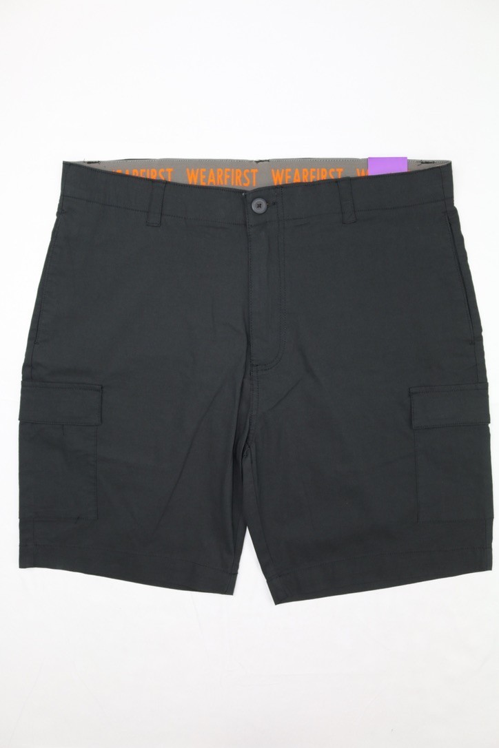 Wearfirst Mens Cargo Short Black Sz 2XL 9in Inseam Stretch Soft Touch Comfort