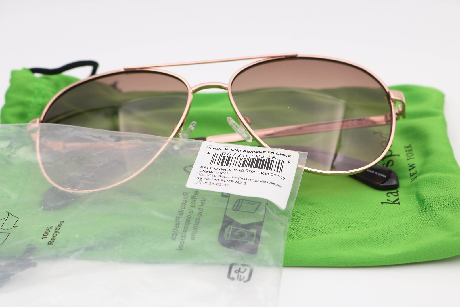 Kate Spade Emmaline S Gold/Brown Aviator 000M2 Sunglasses 58-15-140