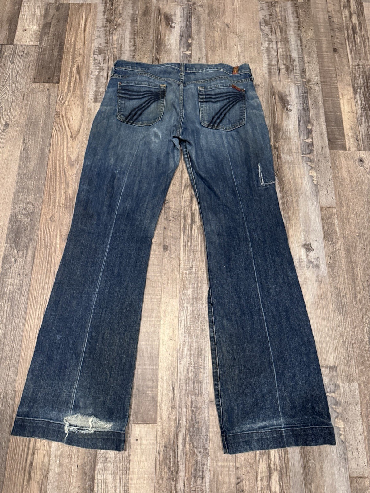 7 for All Mankind Women’s Blue Jean Dojo Trouser 30×33.75 HEAVILY USED DAMAGED