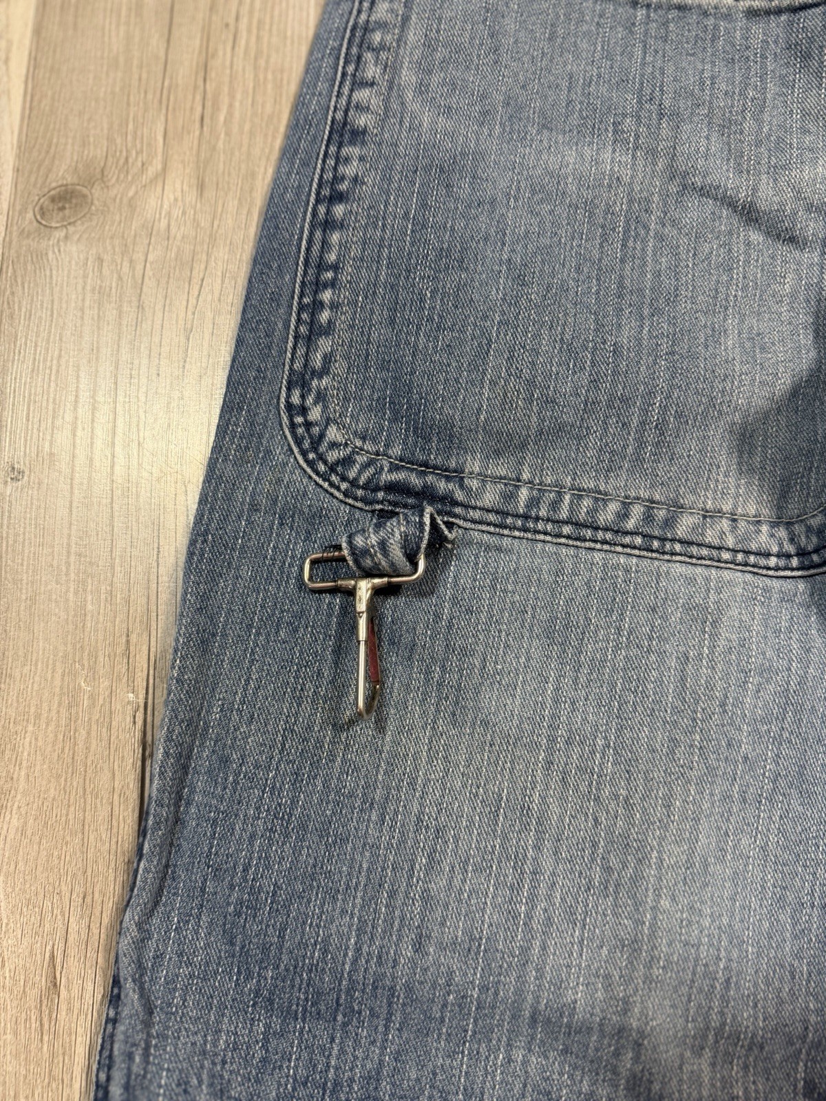JNCO Men’s Blue Wide-Leg Denim Jeans Relaxed Fit Embroidered Skull Pocket