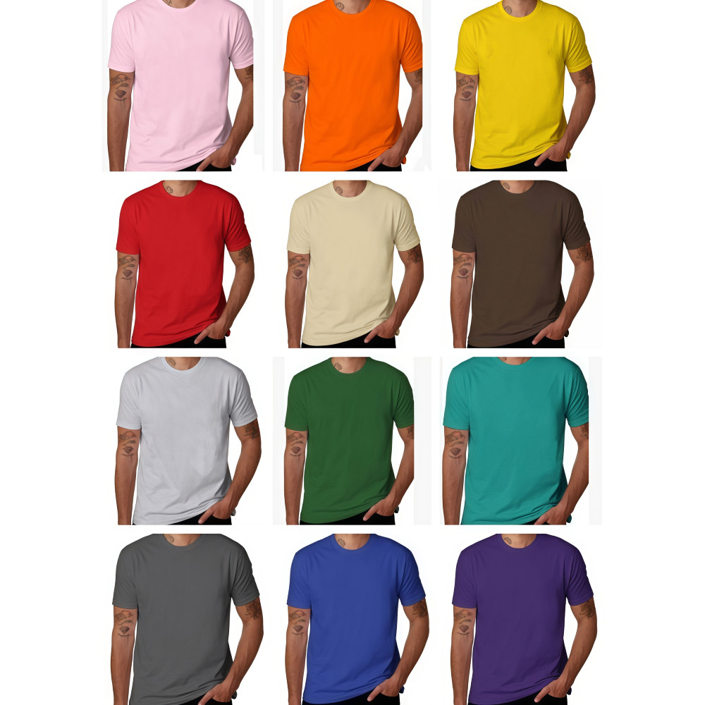 Unisex Solid Color Plain T-Shirt Classic Crew Neck Short Sleeve Basic Casual Tee