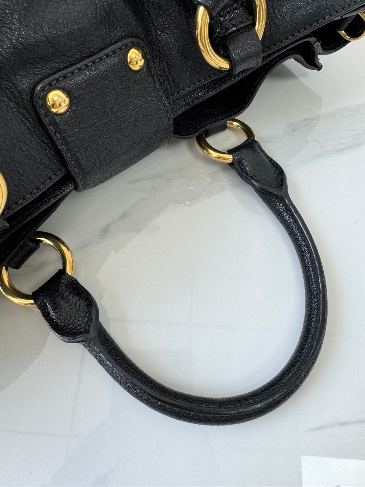 Miu Miu Pre-Owned Authentic Tote Black 34*15 Free Tracked Shipping