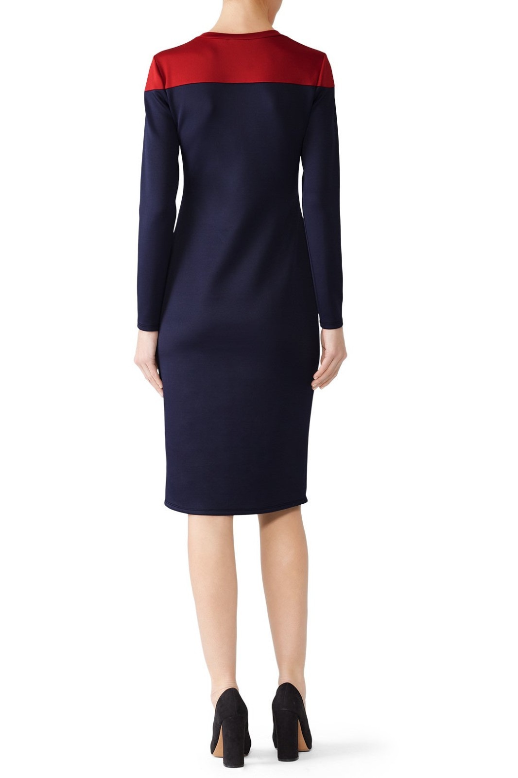 Waverly Grey Womens Colorblock Yoke Sheath Dress Blue Size M 10952884