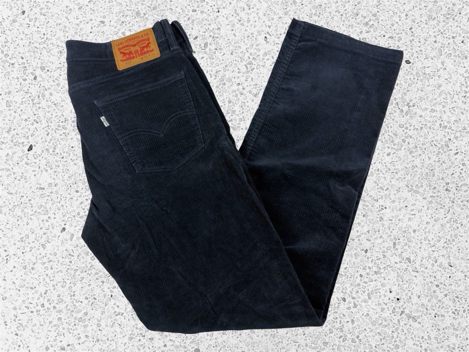 Levi’s 514 Corduroy Pants Mens 33×34 Navy Blue Straight Fit Casual Trousers