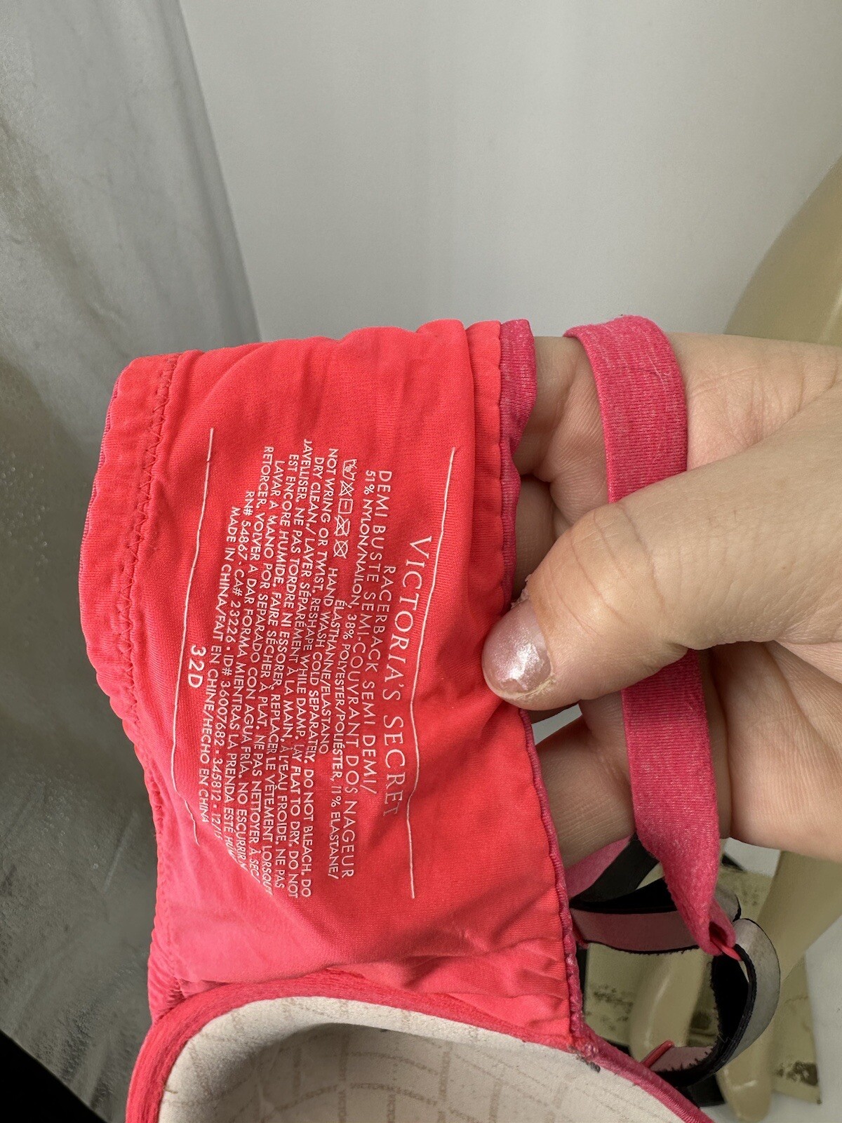 Victoria’s Secret 32D Racerback Semi Demi Bra Underwired Front Closure 1-4