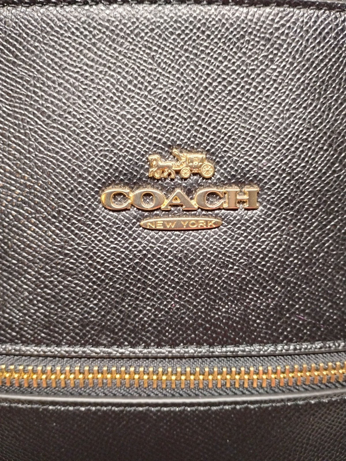 COACH Gallery Tote Shoulder Bag Black Crossgrain Leather w/ Gold Hardware F79608