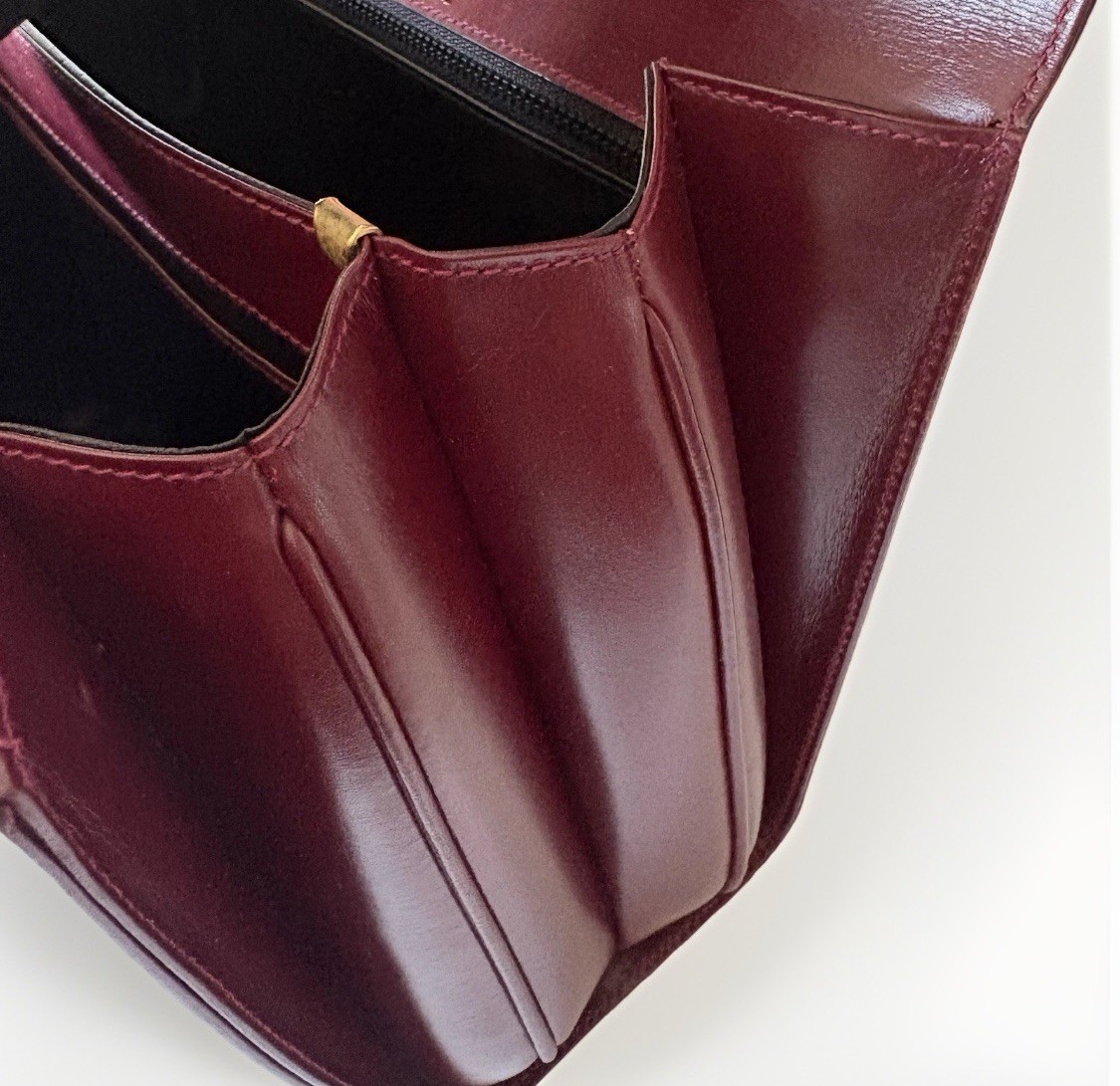Authentic BALLY Hand bag Burgandy Leather From Japan 01058