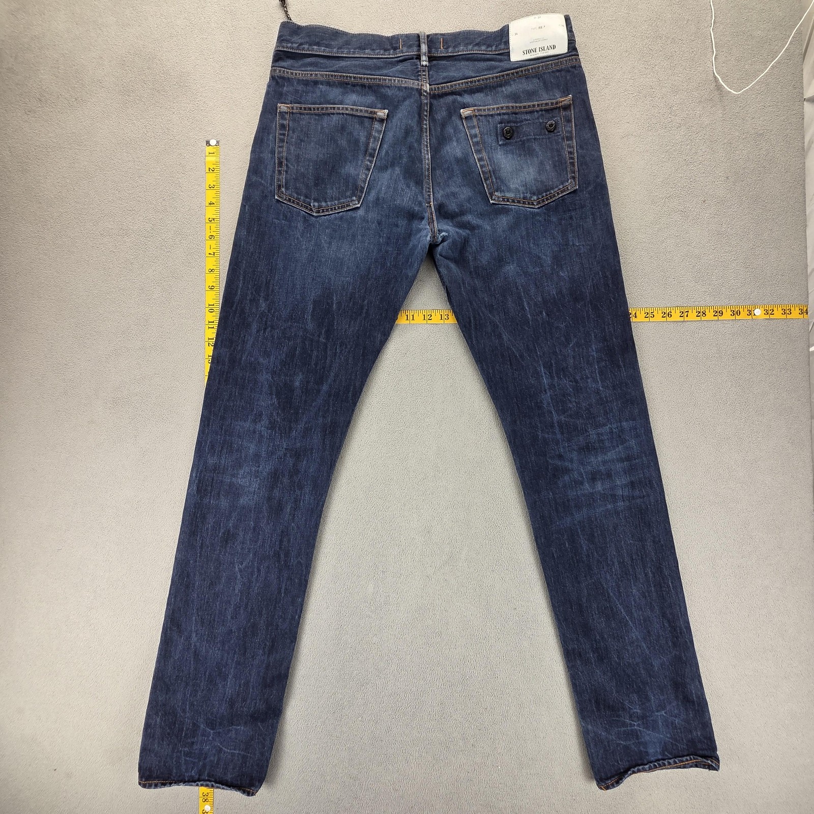 Stone Island Jeans Mens Blue RE-T Medium Wash Slim Button Fly Fits 32×32