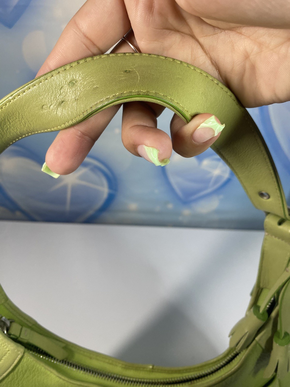 Vintage Coach Soho Shoulder Bag Lime Green Ergo Pebble Leather Y2K