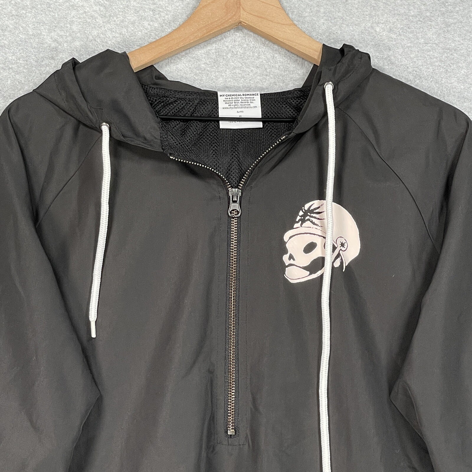My Chemical Romance Windbreaker Jacket M Black Lightweight 2017 1/2 Zip Pullover