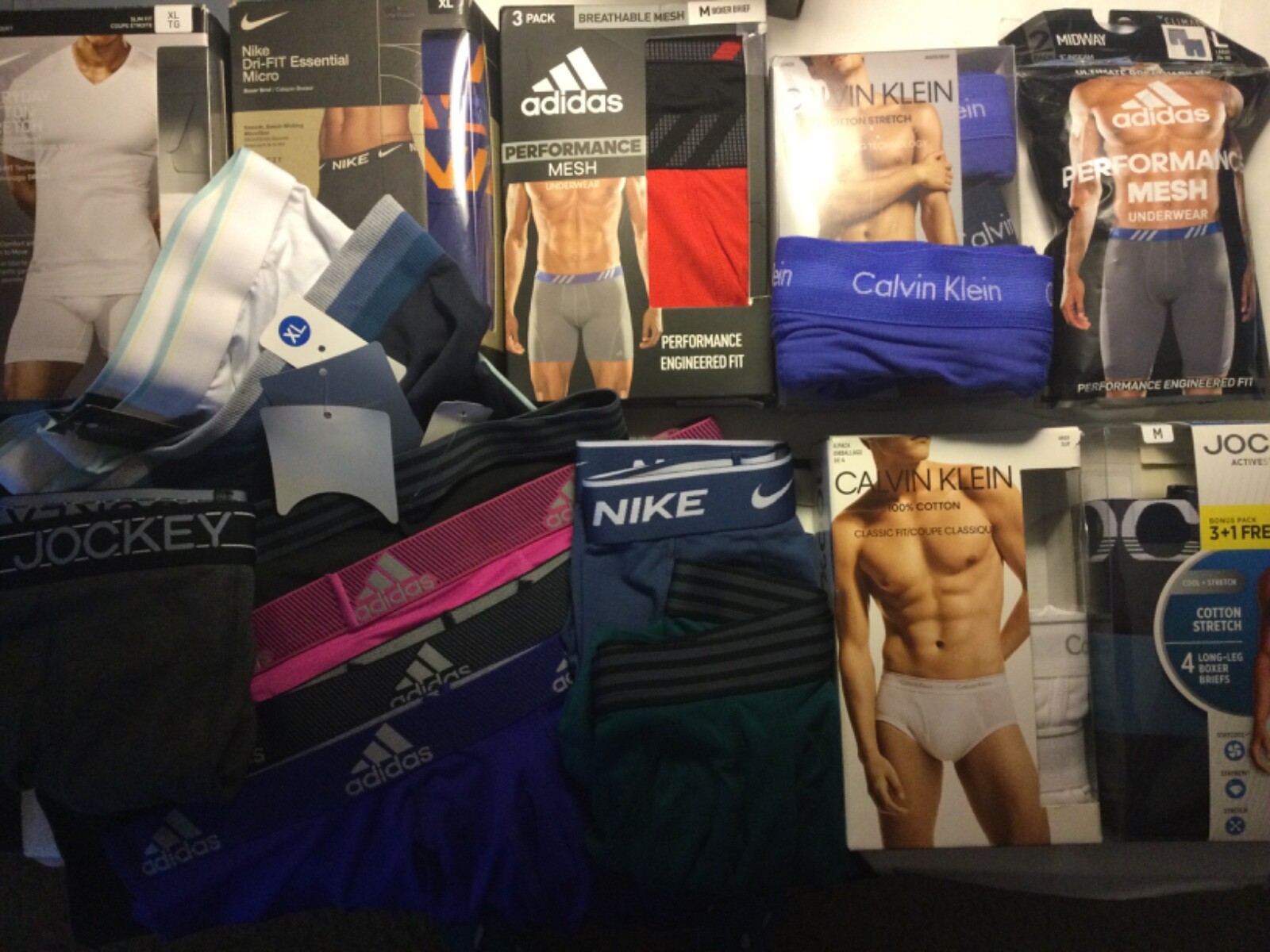 Under Armour Nike Adidas Hanes CK Men Underwear Trunk Boxer Briefs T Shirt Lot