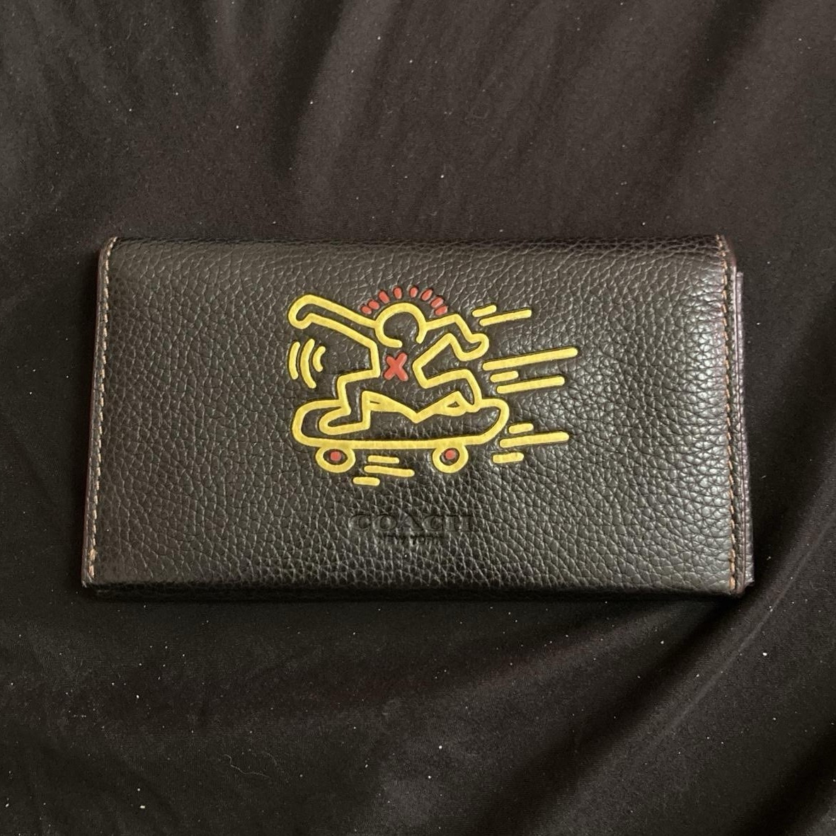 Coach x Keith Haring Black Folding Wallet with Credit Card Slots