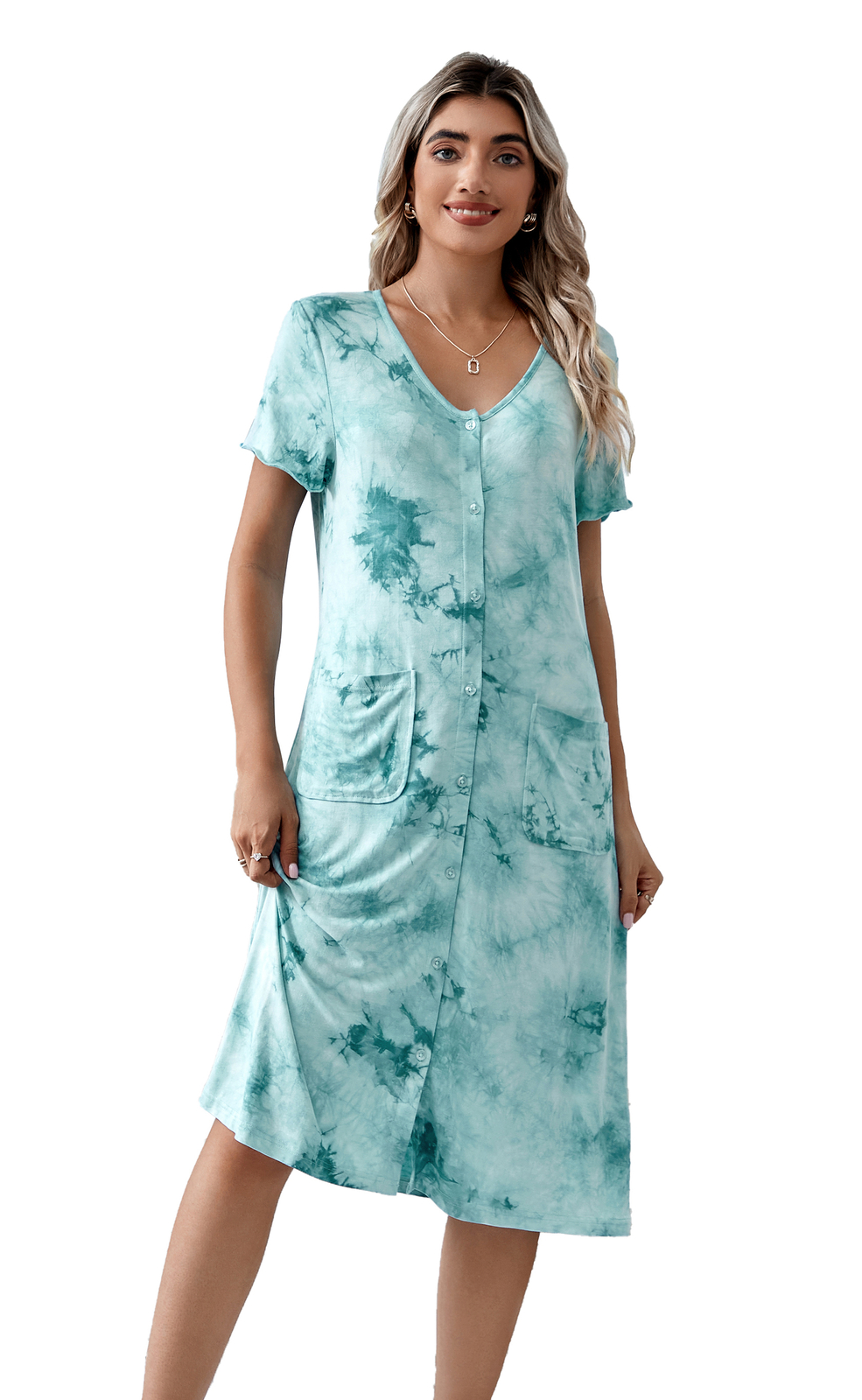 RH Womens Sleepwear Nightgown Button Pajama Nightshirt Housedress S-XXL RHW2896
