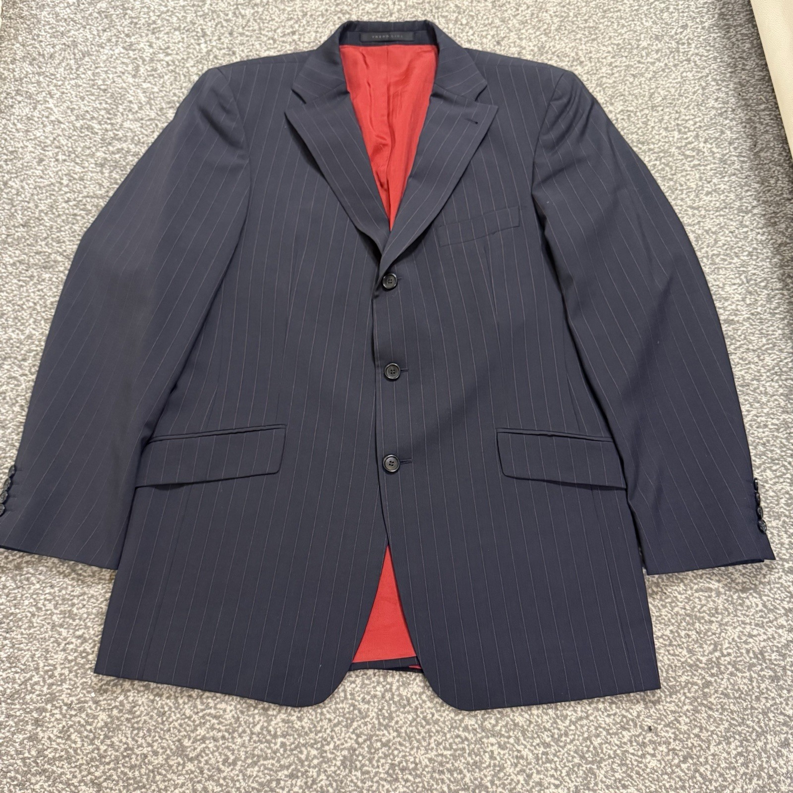 Strellson Men’s Wool Jacket Blazer Uk 40 Eu 50 Black Pinstriped Made in Portugal