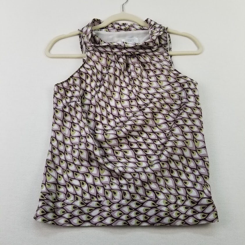 Ann Taylor Loft Top Women’s 0 Abstract Sleeveless Side Zipper Going Out Artsy