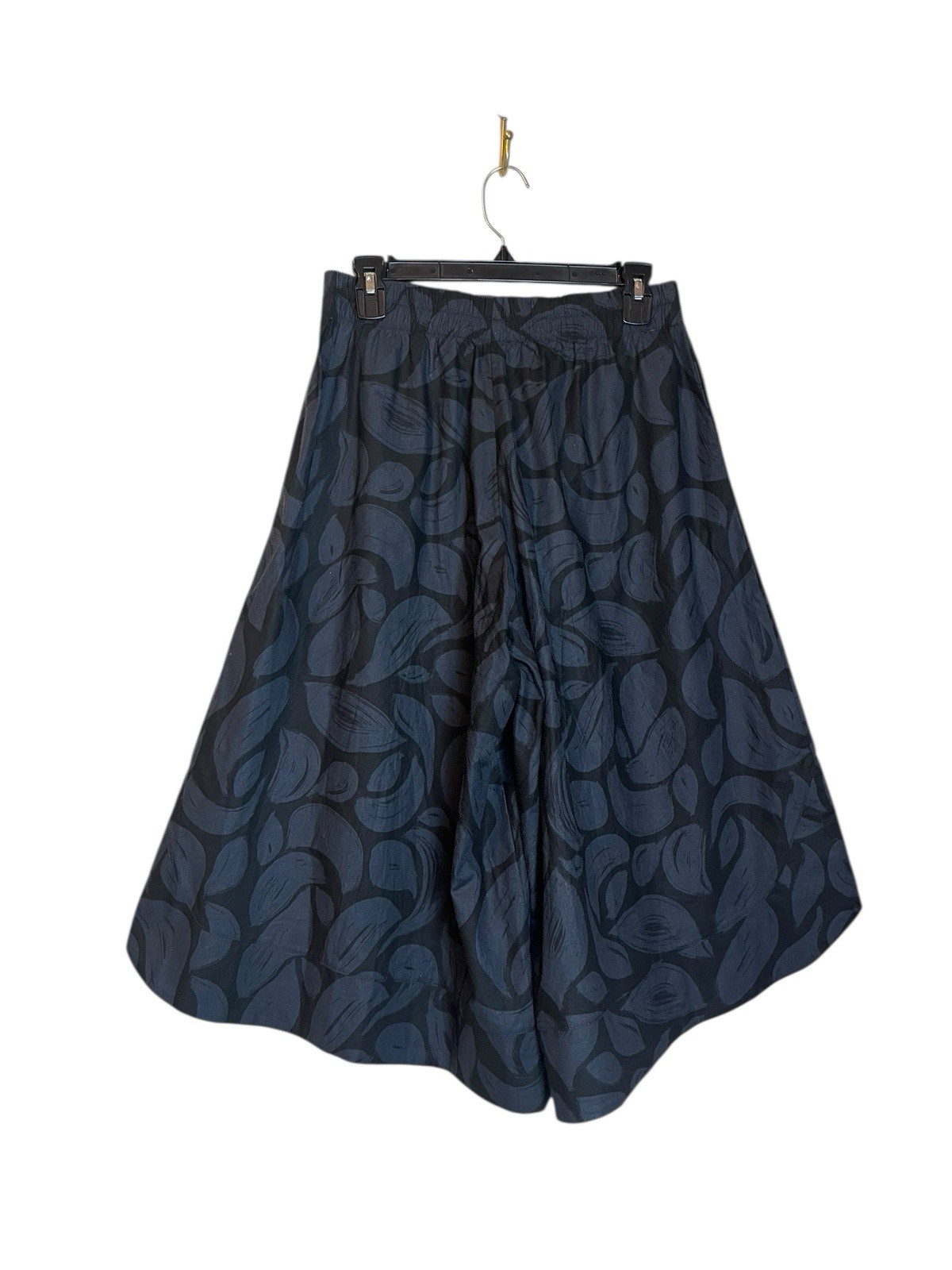 SBJ Austin Sandy Pants 3-4 Blue Black Abstract Print Wide Leg Cropped Lagenlook