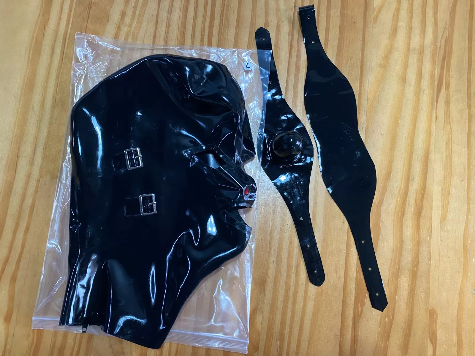 Latex Rubber Hood with Removable Eyes&Mouth Mask&Back Zipper Fetish Club Wear US