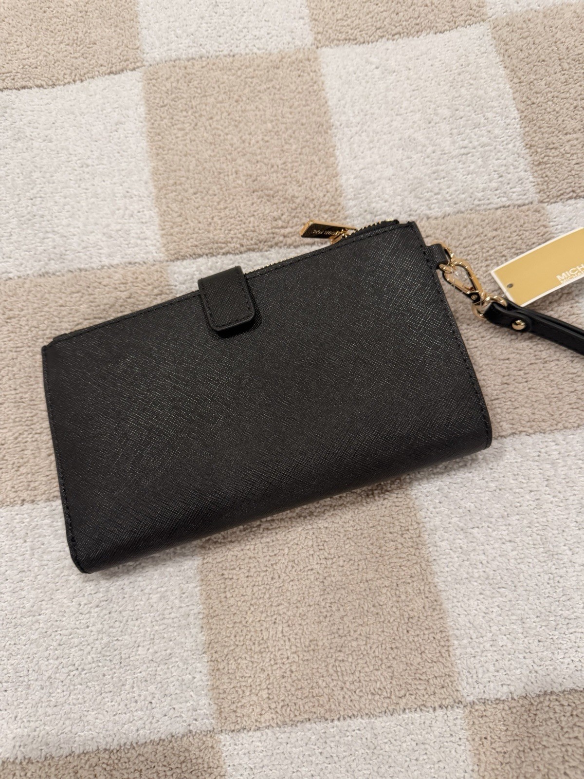 Michael Kors Jet Set Travel Black Double Zip Wristlet Wallet w/ Card Slots
