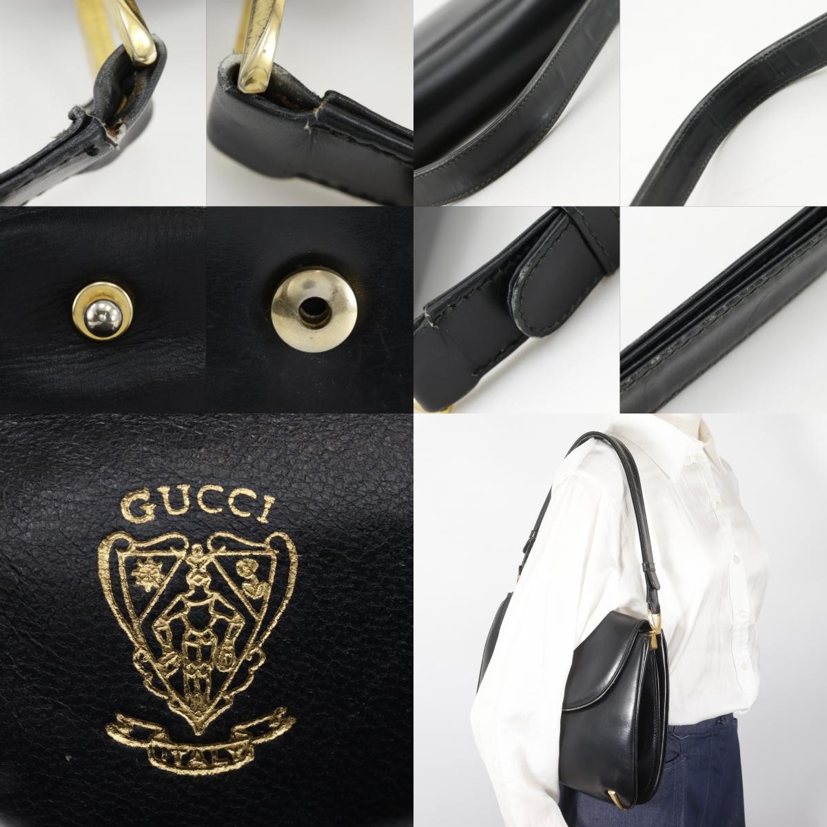 GUCCI Old Gucci Shoulder Bag vintage black Calfskin Women