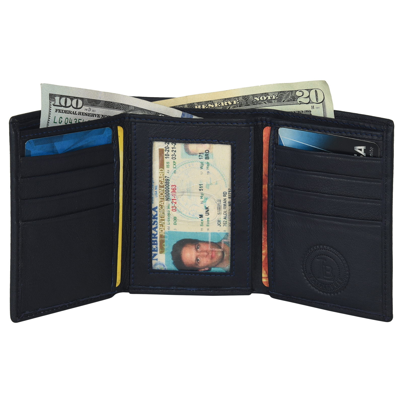 Leatherboss Genuine Leather Men’s RFID Blocking Passcase Trifold Wallet