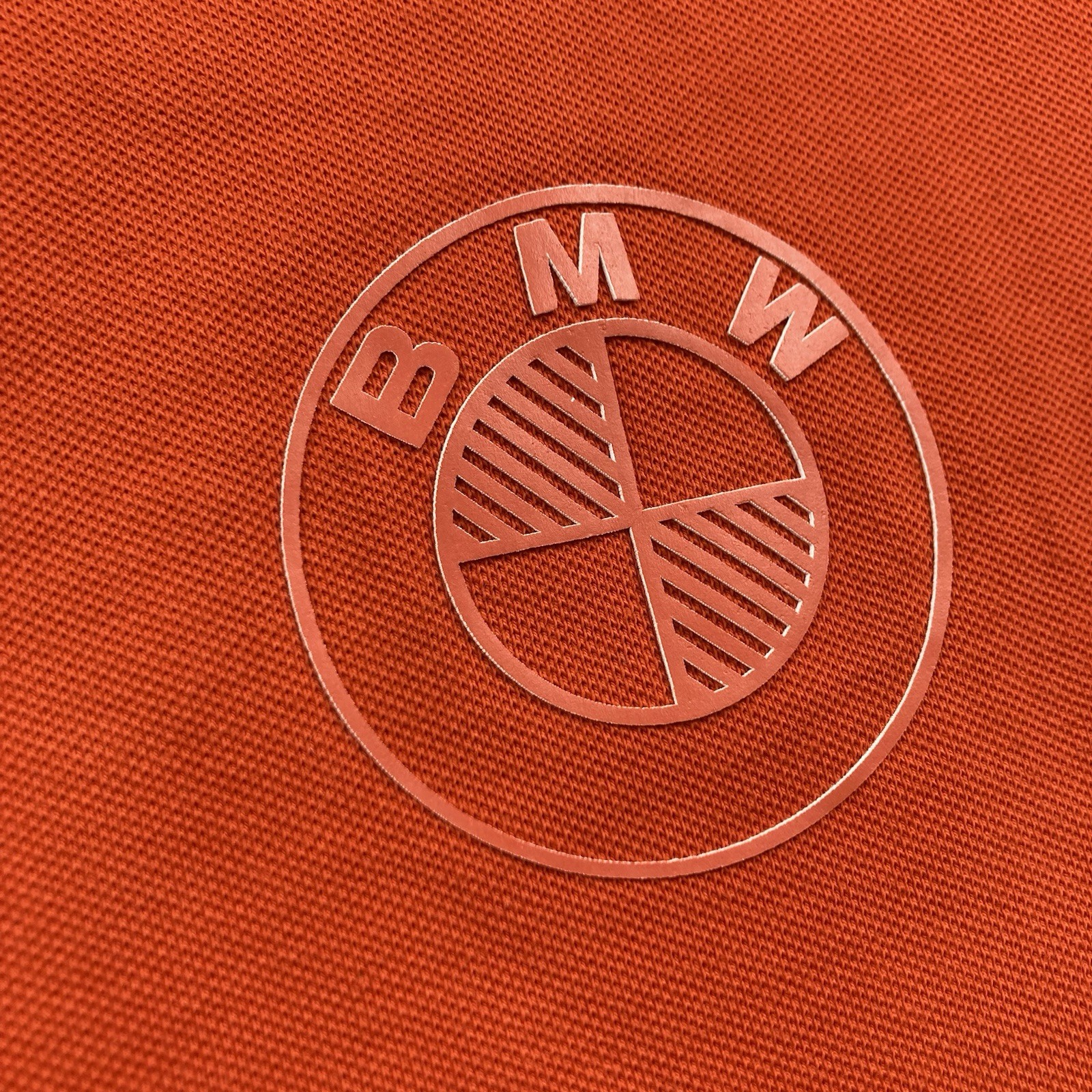 BMW Polo Shirt Men Large Orange Short Sleeve Pique Golf Logo E30 E46 M3 E39 M5