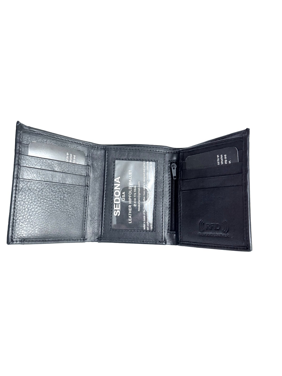 SEDONA® RFID TRIFOLD WALLET WITH 8 CARD SLOTS, PULLOUT ID CASE, ZIPPER