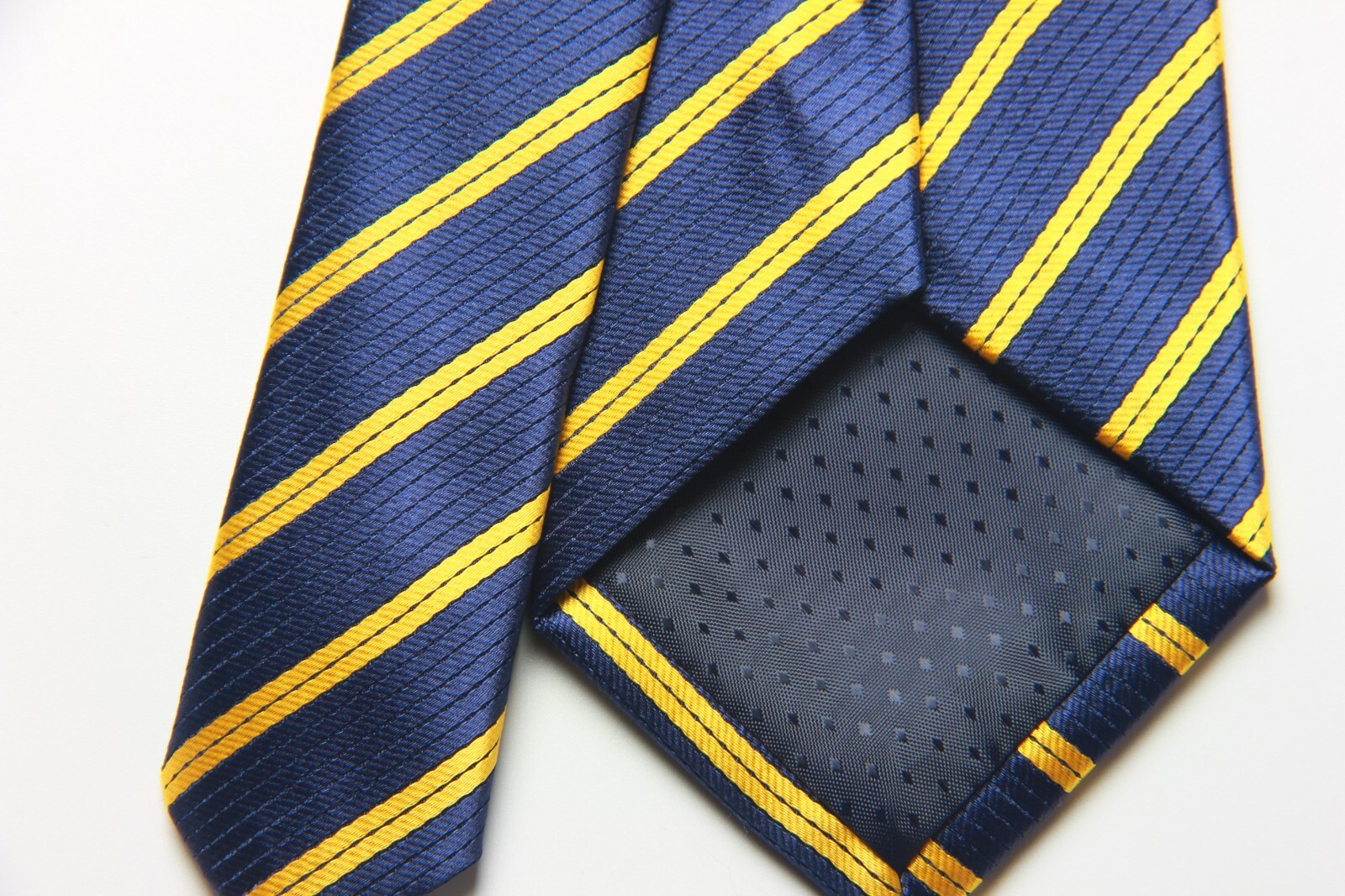Classic Striped Yellow Blue Jacquard Silk Men’s Tie Necktie Hanky Cufflink Set