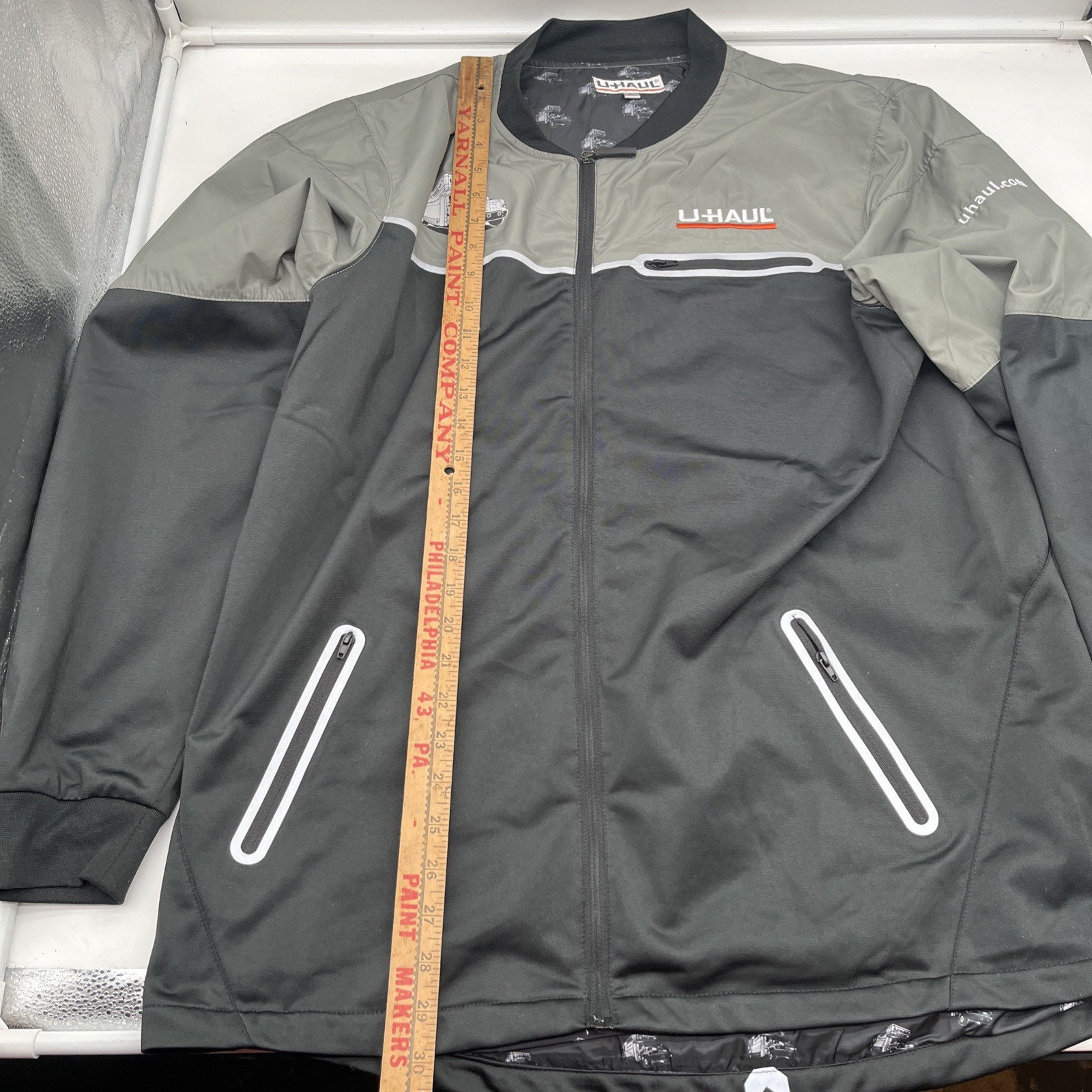 U-Haul Jacket Long Sleeve Employee Reflective Windbreaker Black Size Large Mens