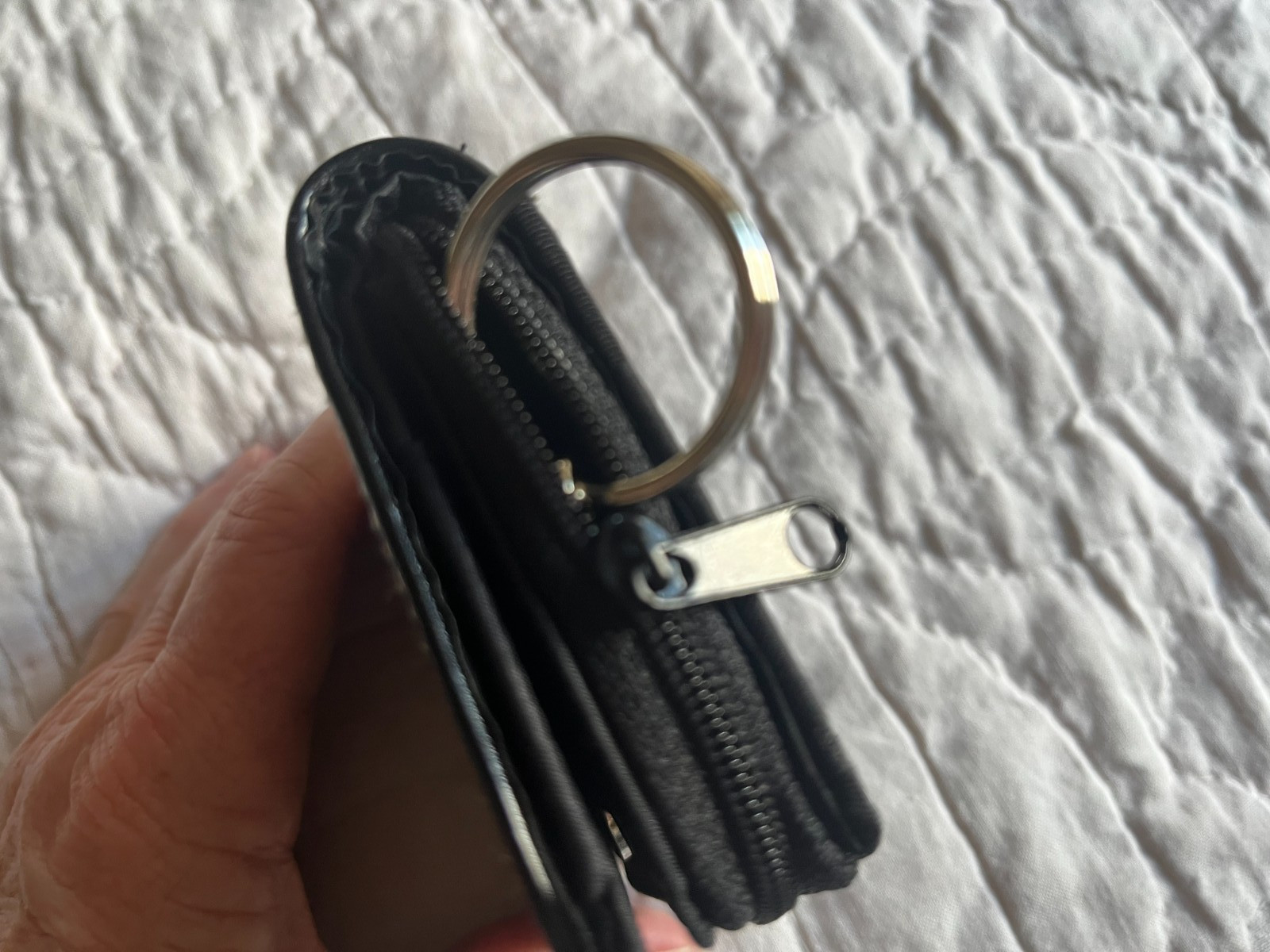 Black Geometric Nylon Poly Bi-Fold Small Women’s Wallet 4x3x1 Unused Clean