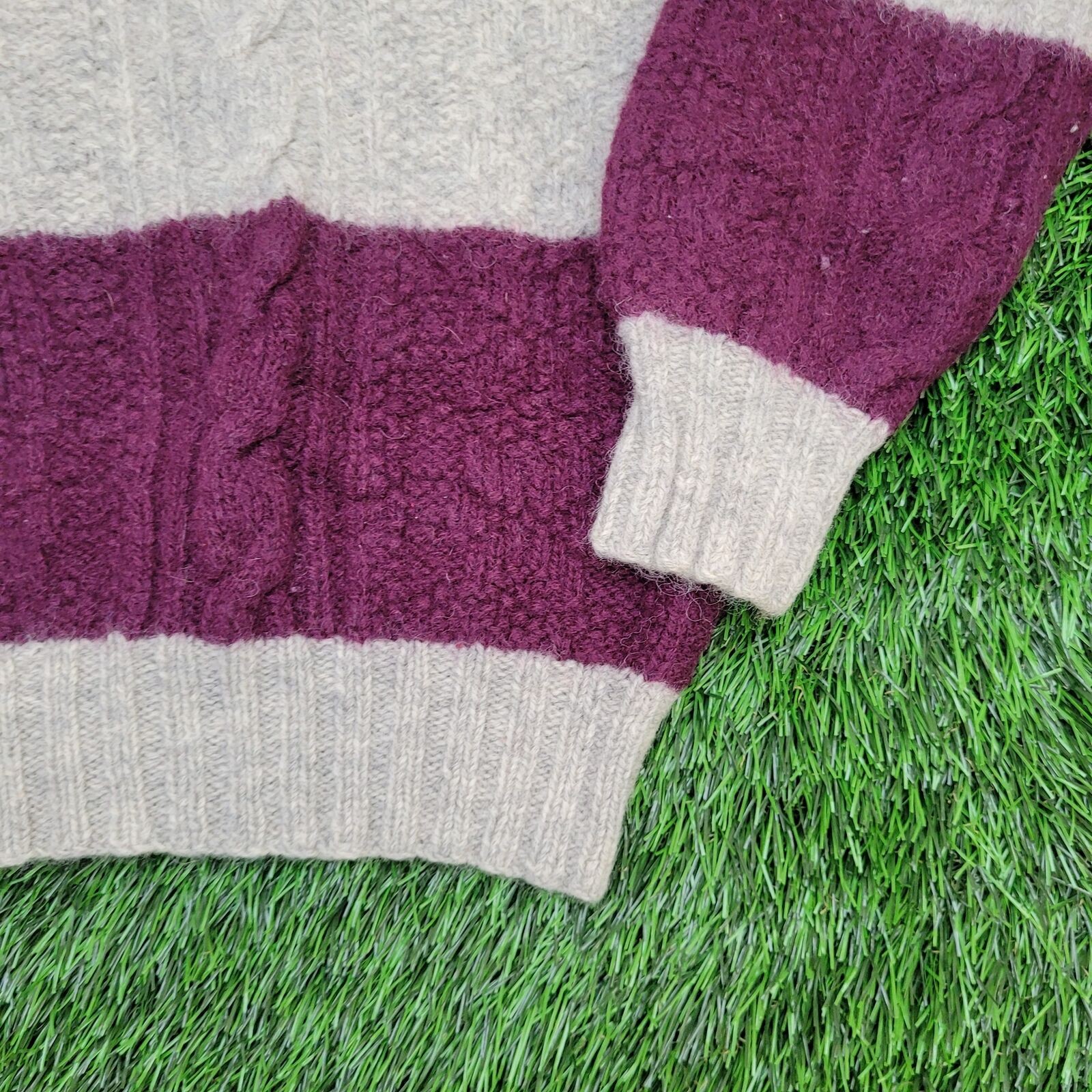 Shetland Wool Sweater Women Large 22×21 Gray Oversized Baggy