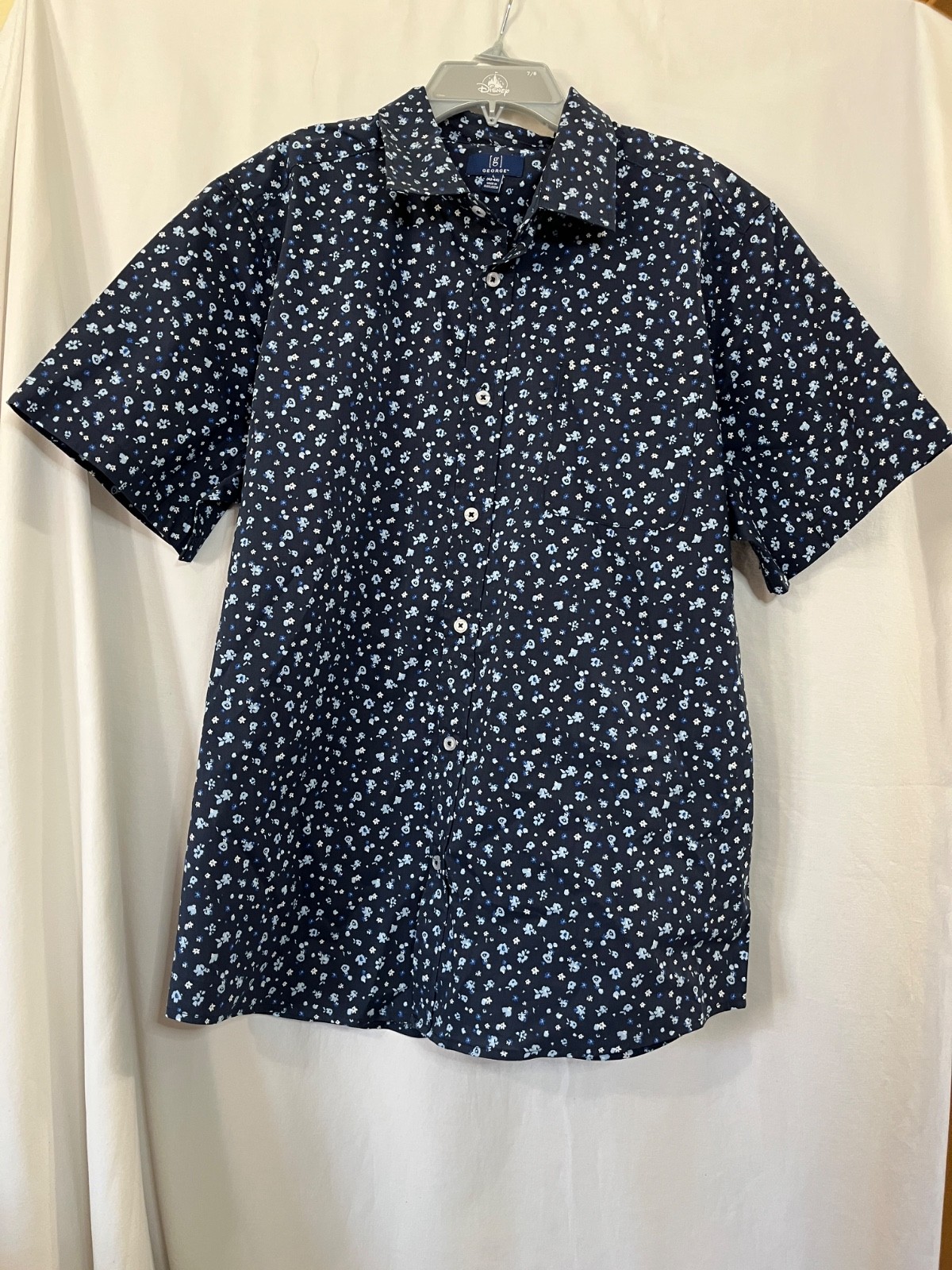 George Short Sleeve Shirt Top Men’s Button U pick sizes L, XL Navy Floral New