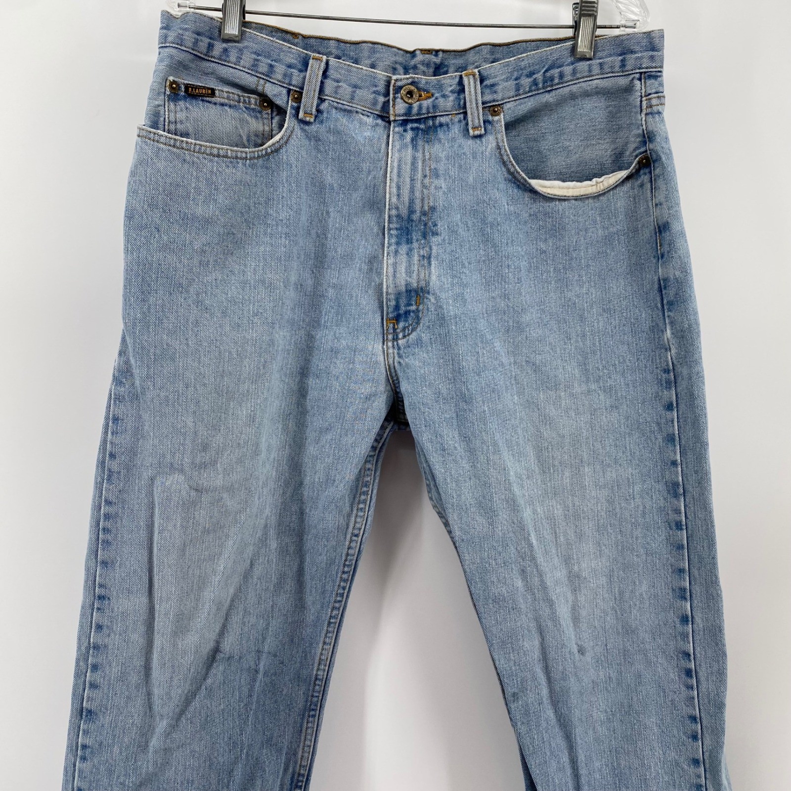 Polo Jeans Company Mens 36 x 30 Light Wash Denim Jeans Saturday Style