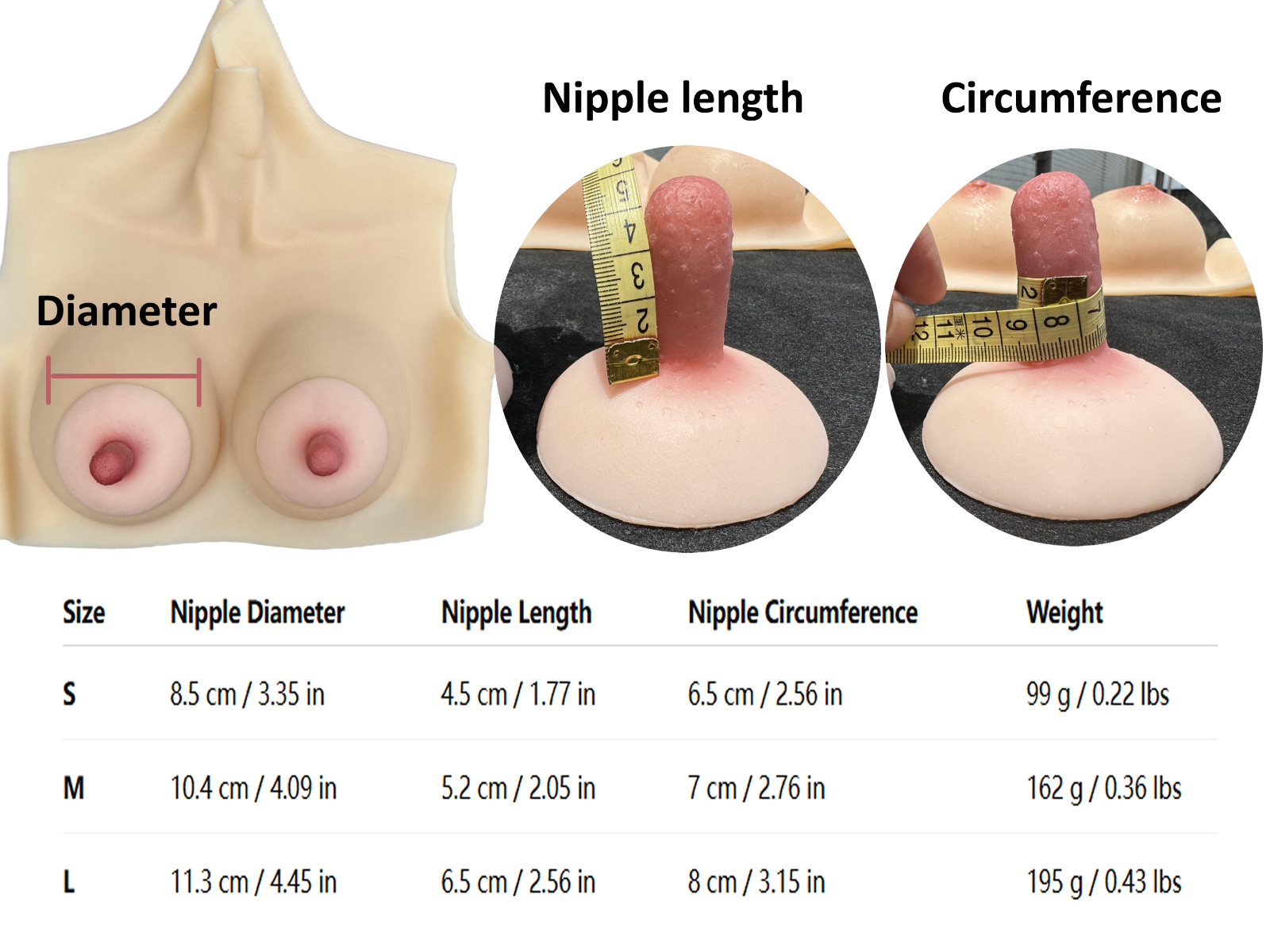 BIMEI Extra Long Silicone Nipple Adhesive for Breast Form Drag Queen Transgender