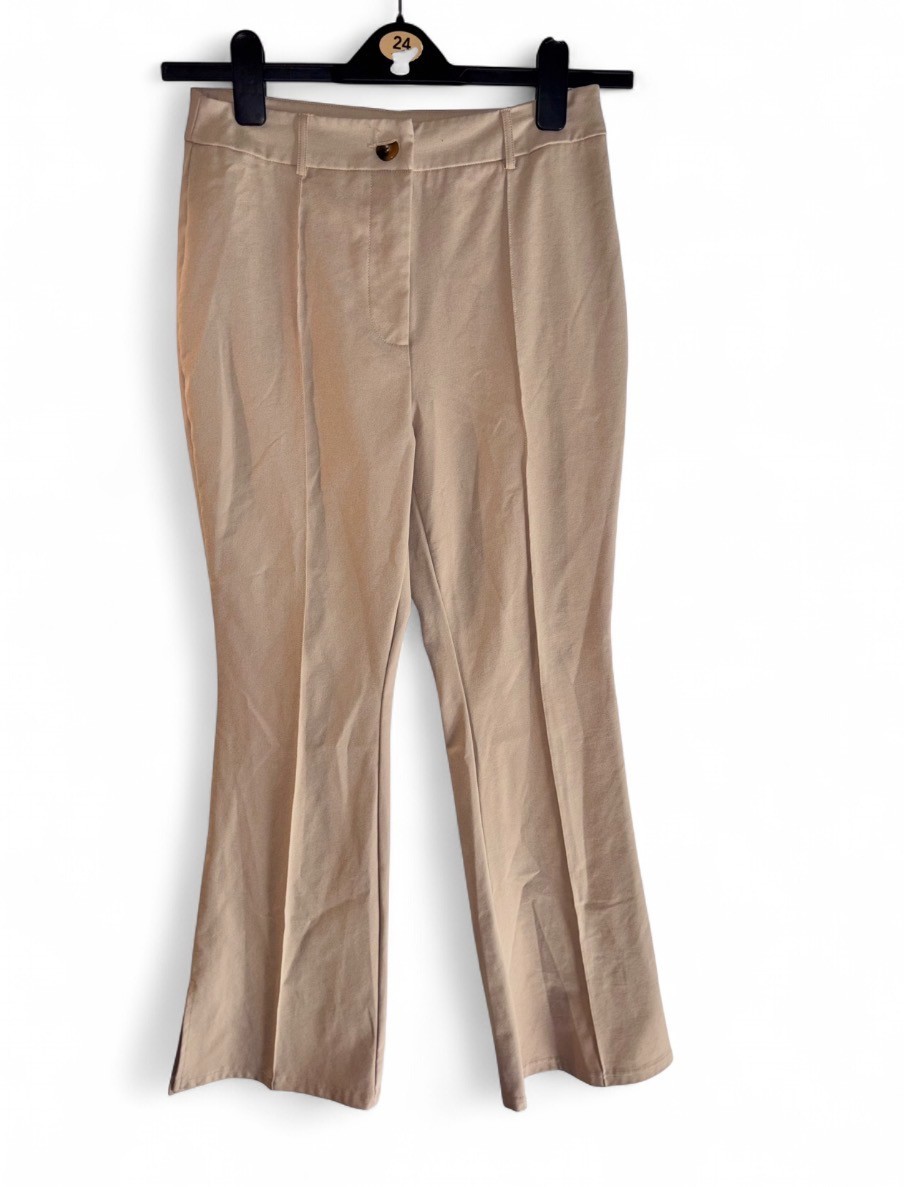 Stone Flat Front Wide Leg Trousers – Size – Medium -Waist – 28 inches , Work/Cas