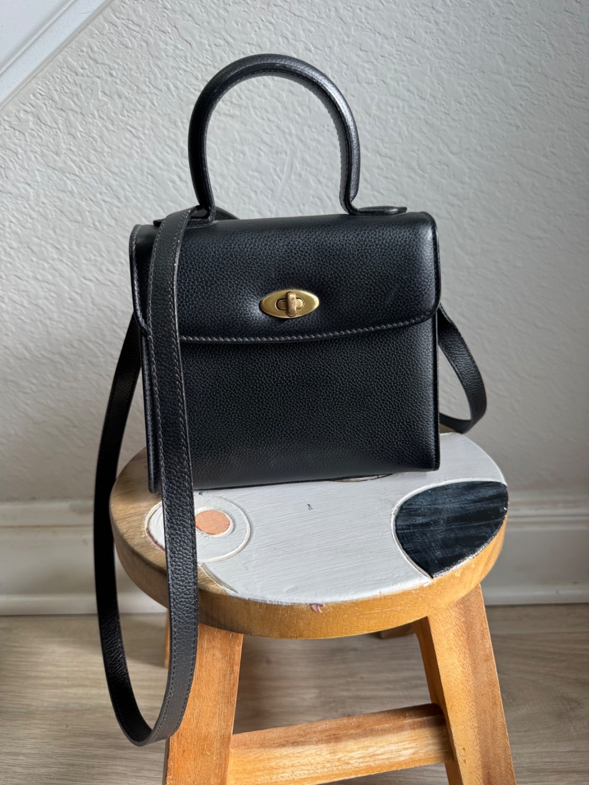 Coach 4413 Madison Gracie Satchel Crossbody Bag Black Leather Vintage W/duster