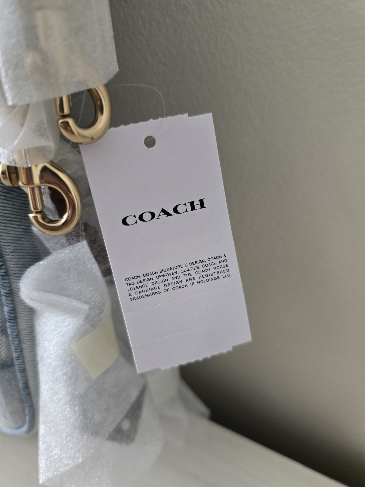 Coach CDY76 Teri Shoulder Bag In Loved Denim With Charms Light Indigo NWT